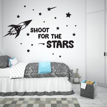 Best Beautiful Shoot the Stars Space Vinyl Wall Stickers For Kids Room Decor