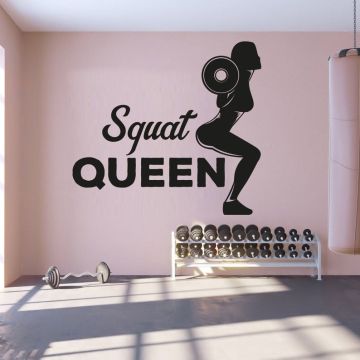 Squat Queen Quotes Home Gym Wall Sticker for Gym Decor