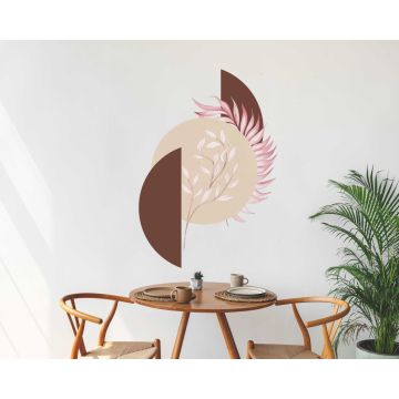 Abstract Tropical Leaves And Circle Vinyl Wall Decals For Bedroom Decoration 
