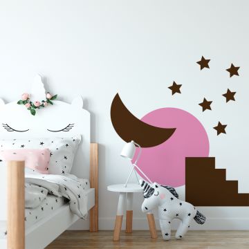 Best cute and styles circle boho shapes sun half moon decal steps and stars vinyl wall stickers for bedroom wall decor