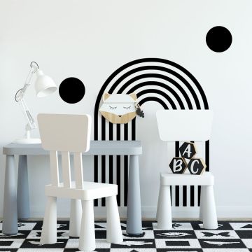 Best Style Abstract Bohemian Arch & 2 Circles Vinyl Wall Stickers for Bedroom Wall Decor