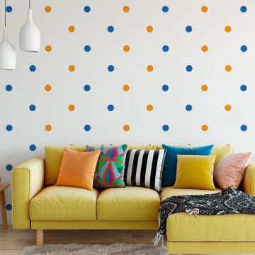 Best 2 Colour Polka Dots Geometric Pattern Vinyl Bohemian Wall Decals for Bedroom Decor
