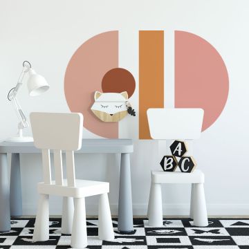 Best Half and Full Circles Geometric Pattern Boho Vinyl Wall Decals for Bedroom Wall Decor