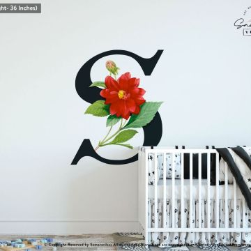 Alphabet floral monogram letter vinyl decal