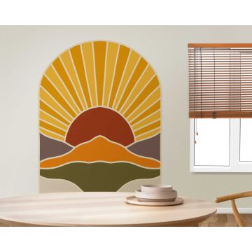 Best Beautiful Sunrise Colorful Mountain Arch Boho Wall Stickers 