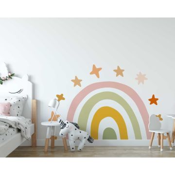 Beautiful Boho Rainbow And Stars Wall Sticker For Kids Room Decoration 