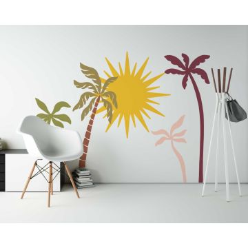 Beautiful Boho Trees And Sun Wall Decals