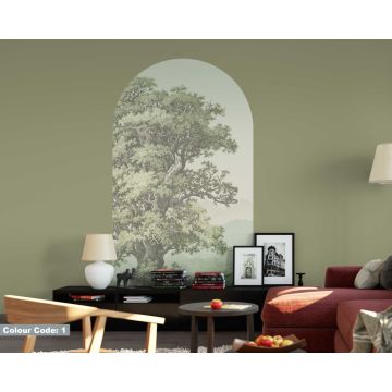 Beautiful Pastel Color Forest Illustration Arch Wall Stickers for Bedroom Decor