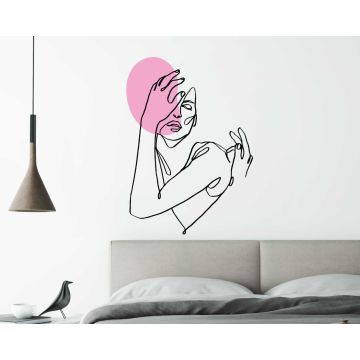 Beautiful Romantic Woman Face One Line Art Wall Decals For Girl Room Decor 