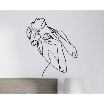 Beautiful Sensual Woman Single Line Art Wall Decals For Girl Room Decor 