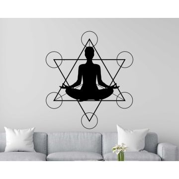 Beautiful Simple Buddha Geometric Meditation Yoga Wall Decals For Mind Relaxation 