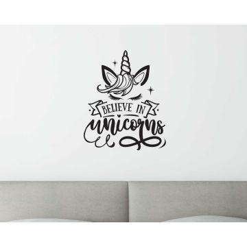 Believe In Unicorns Quotes Wall Decals For Kids Room Decoration