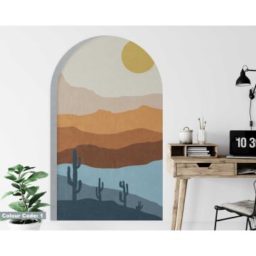 Cactus In The Desert With Moon Arch Wall Decals