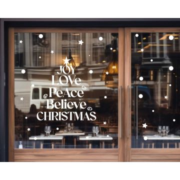 Joy Love Peace Believe Christmas Vinyl Stickers For Window Decor