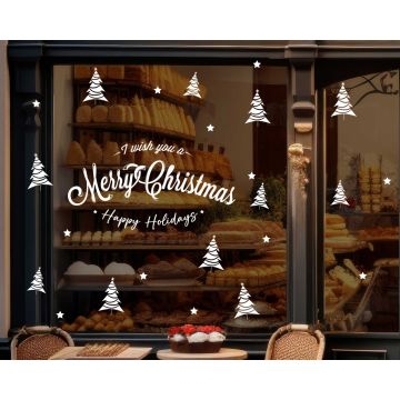 Merry Christmas Decals For Shop Window Decoration