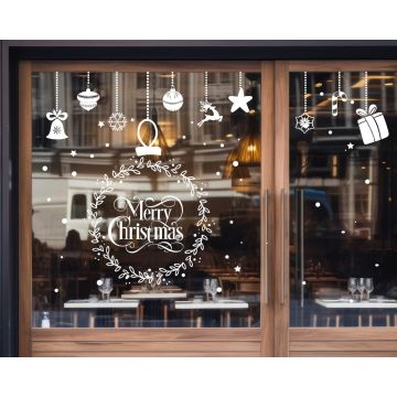 Best  Creative Best Merry Christmas Ring Flower Stickers For Window Glass Decoration