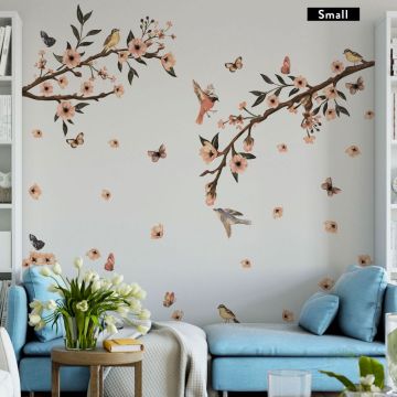 Birds wall stickers floral wall decals large tree decals