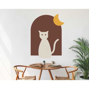 Bohemian Abstract Moon Cat And Arch Vinyl Wall Stickers