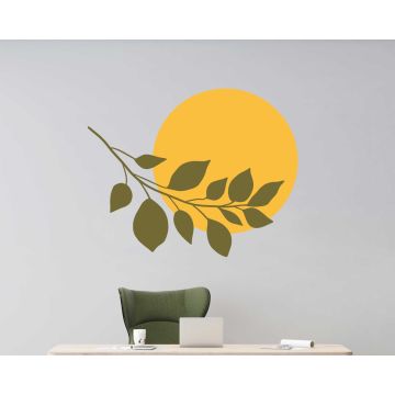 Boho Bohemian Style Leaf With Circle Wall Decals For Interior Decor 