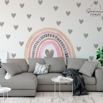 Boho heart and rainbow wall stickers
