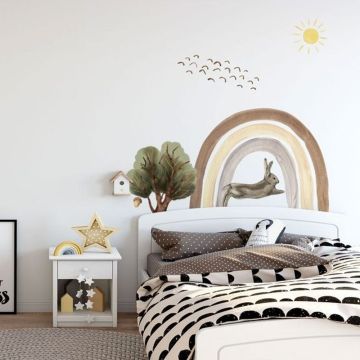 Boho rabbit decal rainbow stickers for kids room deco