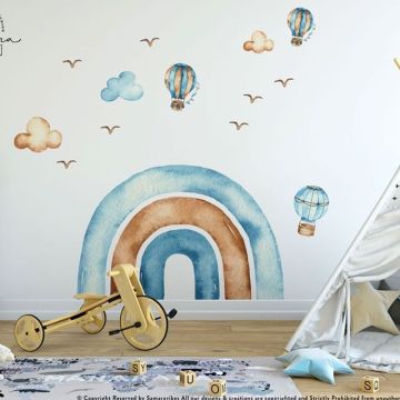 Boho rainbow and parasuit wall sticker for kids room