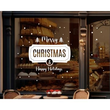 Celebrating Merry Christmas and Happy Holidays Stickers For Glass Window Door Decoration