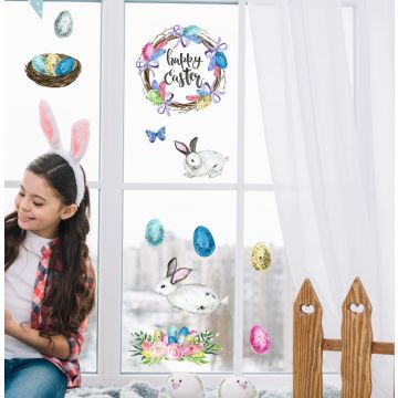 Happy Easter, Eggs & Bunny Stickers for Window Decor. Shop now