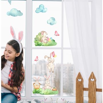 Beautiful Easter Bunny with Eggs, Cloud Window Stickers. Shop now 