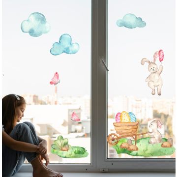 Best Easter Bunny with Eggs Stickers for Window Decor. Shop now