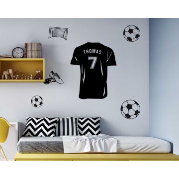 Custom Name and Number with Sports Accessories Wall Decals