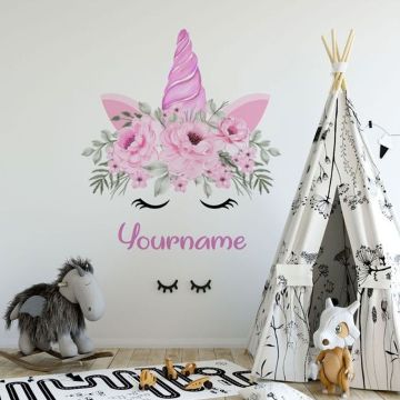 Custom name unicorn horn wall sticker unicorn wall decal