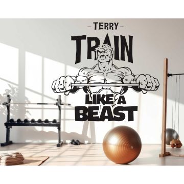 Custom Name With Train Like A Beast Gym Quotes Wall Decor
