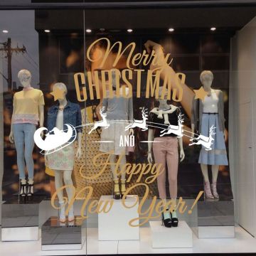 Customised christmas decals for shop front glass