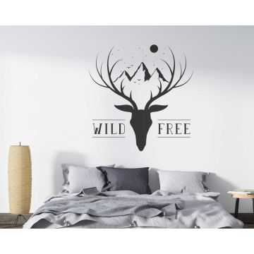 Deer Head With Wild Free Quotes Wall Stickers