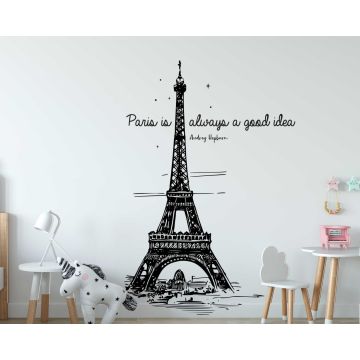 Eiffel Tower With Motivational Quote Wall Stickers For Home Decoration