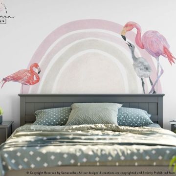 Flamingo wall decal boho rainbow wall stickers