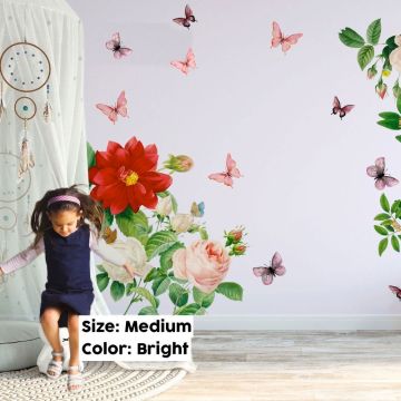 Flowers kids girls room home decor floral wall decal