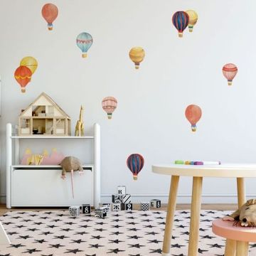 Hot air balloon wall decal watercolor playroom kids