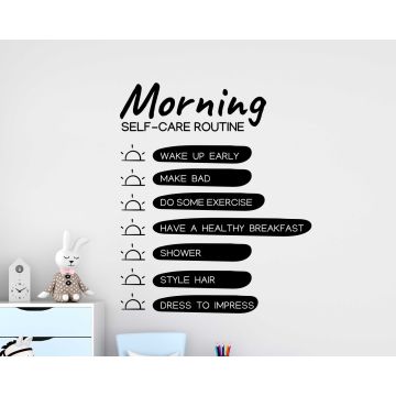 Morning Selfcare Routine Quotes Wall Stickers for Daily Motivation