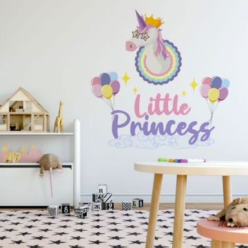 Nursery little princess room unicorn rainbow wall decal