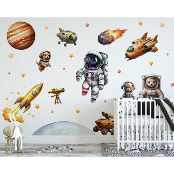 Best Outer Space Planet Astronaut Cartoon Wall Sticker for Children Room Decor