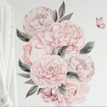 Peonies pink flowers home decoration bedroom decals