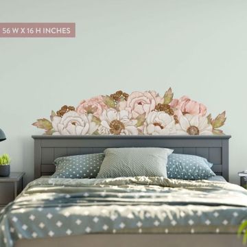 Peony flowers headboard wall stickers vinyl sticker