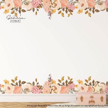 Peony flowers wall stickers floral room decoration