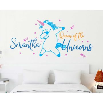 Queen Of The Unicorns Beautiful Custom Name Wall Stickers