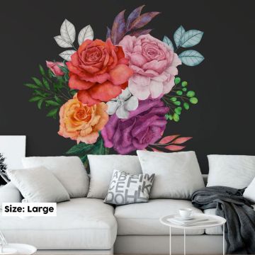 Rose wall stickers floral design wall stickers kids wall decals roses with leaves