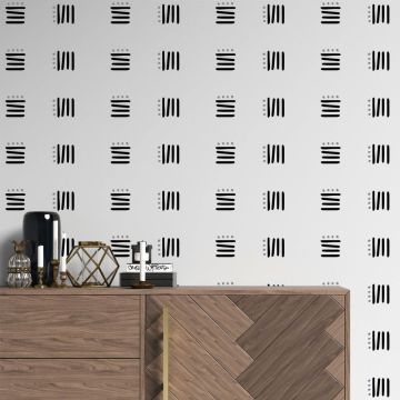 Set of 50 lines with polka dots abstract boho wall decal 
