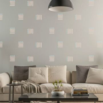 Set of 50 lines with polka dots wall decal abstract boho wall stickers
