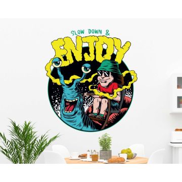 Slow Down And Enjoy Cartoon Art Wall Stickers
